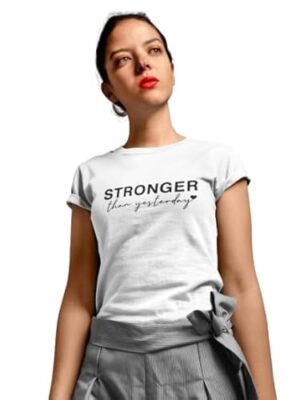 Stronger Everyday Women's White Peanut Cotton T-Shirt, Printed
