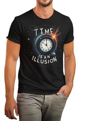 Time is an Illusion T-Shirt, Space Clock Design, Sci-Fi & Physics Enthusiast Apparel for Men