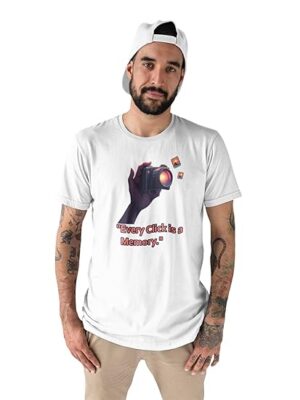 Photography Graphic T-Shirt, Every Click is a Memory Design, Black Cotton, Unisex Artistic Camera Graphic Tee for Photographers