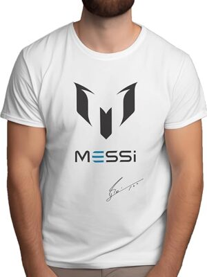 Uniqme Messi Printed Men and Woman Round Neck T-Shirts White