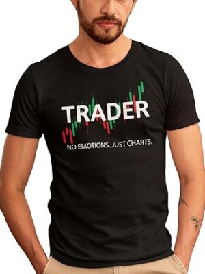 Trader T-Shirt, No Emotions Just Charts Design, Premium Black Cotton Tee for Bold Market Minds.