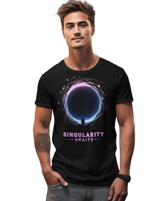 Singularity Awaits T-Shirt, Black Hole Cosmic Portal Design, Science Fiction, Space Lover Graphic Tee