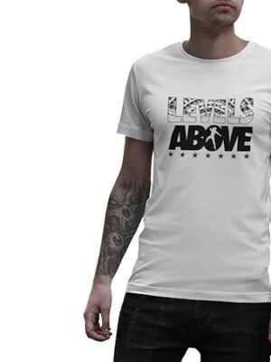 Roman Reigns Levels Above Graphic T-Shirt, White Cotton, Short Sleeve, Crew Neck
