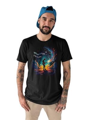 When I Play, I?m Free Guitarist T-Shirt ? Emotional Music Lover Ment-Shirt, Black Cotton, Musical Art Design