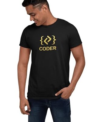 Programmer Coder T-Shirt with Bracket Design, Cotton, Available in Black and White
