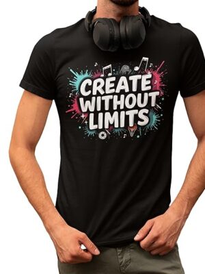 Create Without Limits T-Shirt, Artistic Graphic Design, Cotton Blend, Short Sleeve, Crew Neck, Regular Fit