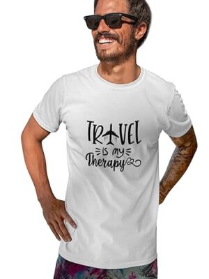 Travel Enthusiast Printed T-Shirt, White, Unisex