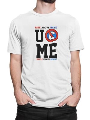 John Cena Rise Above Hate T-Shirt, Hustle Loyalty Respect, White Peanut Cotton Crew Neck, Motivational Graphic Print