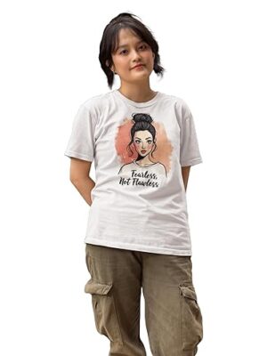 Fearless Not Flawless Women's Inspirational Graphic T-Shirt, White Cotton, Casual Wear Women's T-Shirt ? Empowering Quote